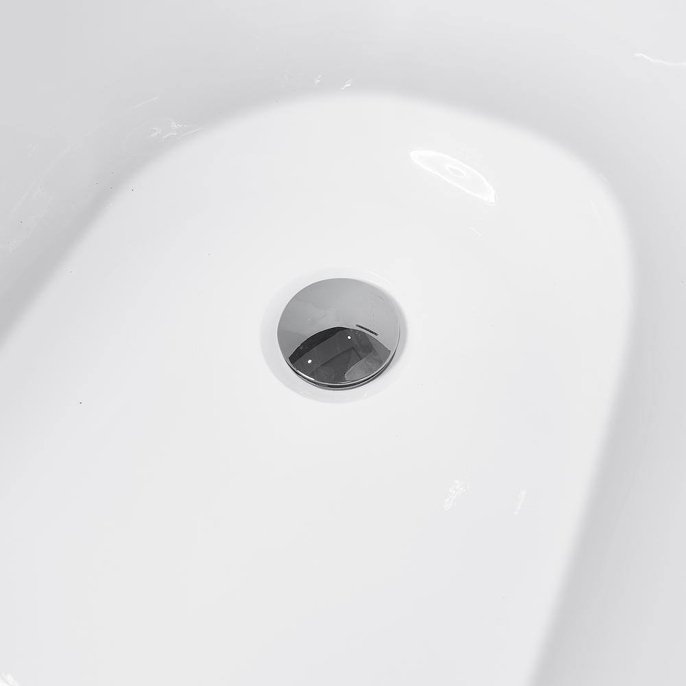 Glossy White Acrylic Freestanding Oval Soaking Bathtub