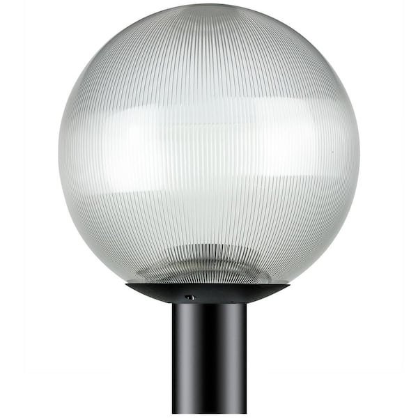 Sunlite 12 in. Globe Post 1-Light Black Prismatic Polycarbonate Outdoor Globe Post Top Lantern