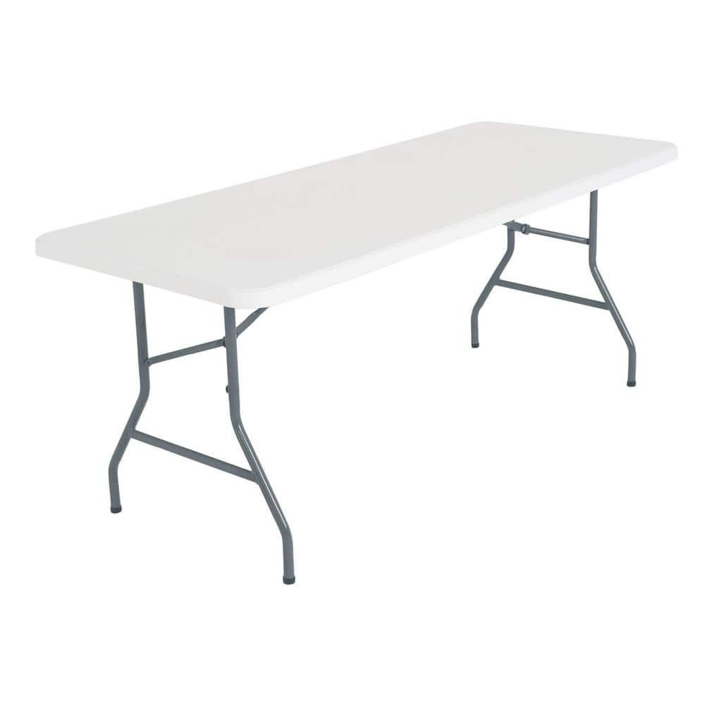 White 6-Foot Rectangular Folding Table with Black Legs