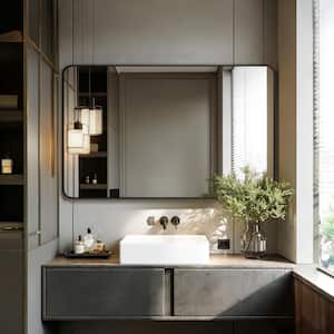 30 in. W x 48.1 in. H Modern Rectangular Aluminum Frame Gold Wall Mirror (Screws Included)