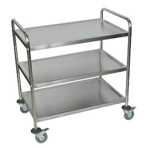 33 in. x 21 in. 3-Shelf Stainless Steel Cart in Silver
