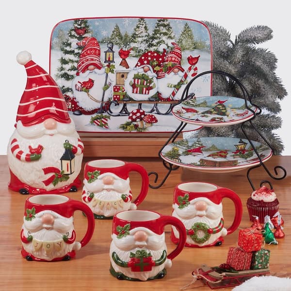 Winterberry Figural Gnome Santa Mug