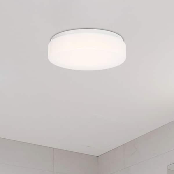 Cordelia Lighting Cloud 11 in. Integrated LED White Contemporary Entryway Semi-Flush Mount with White Acrylic Shade
