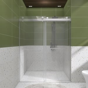 48 in. W x 76 in. H Double Sliding Frameless Shower Door in Chrome with Tempered Glass