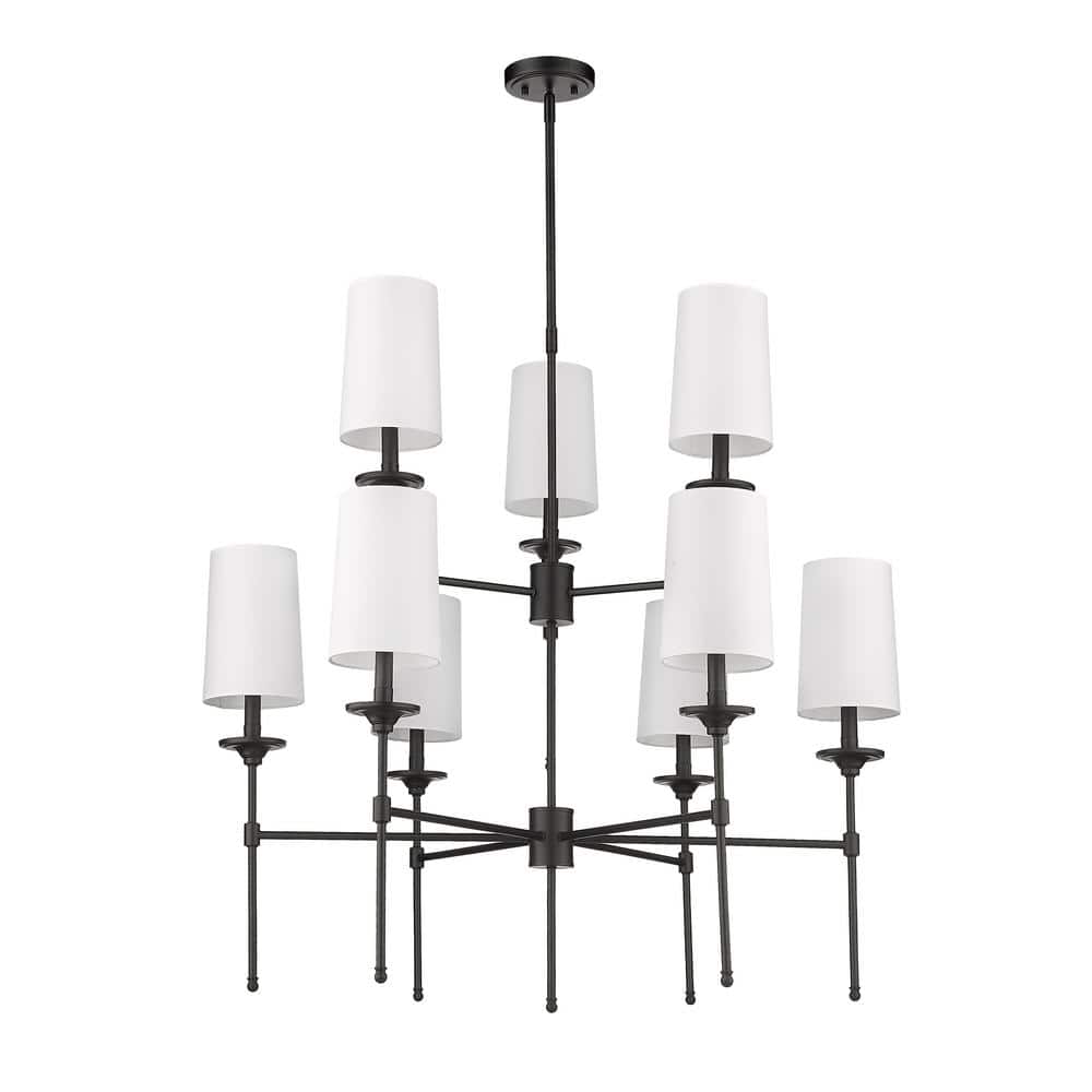 Emily Matte Black 9-Light Transitional Tiered Chandelier