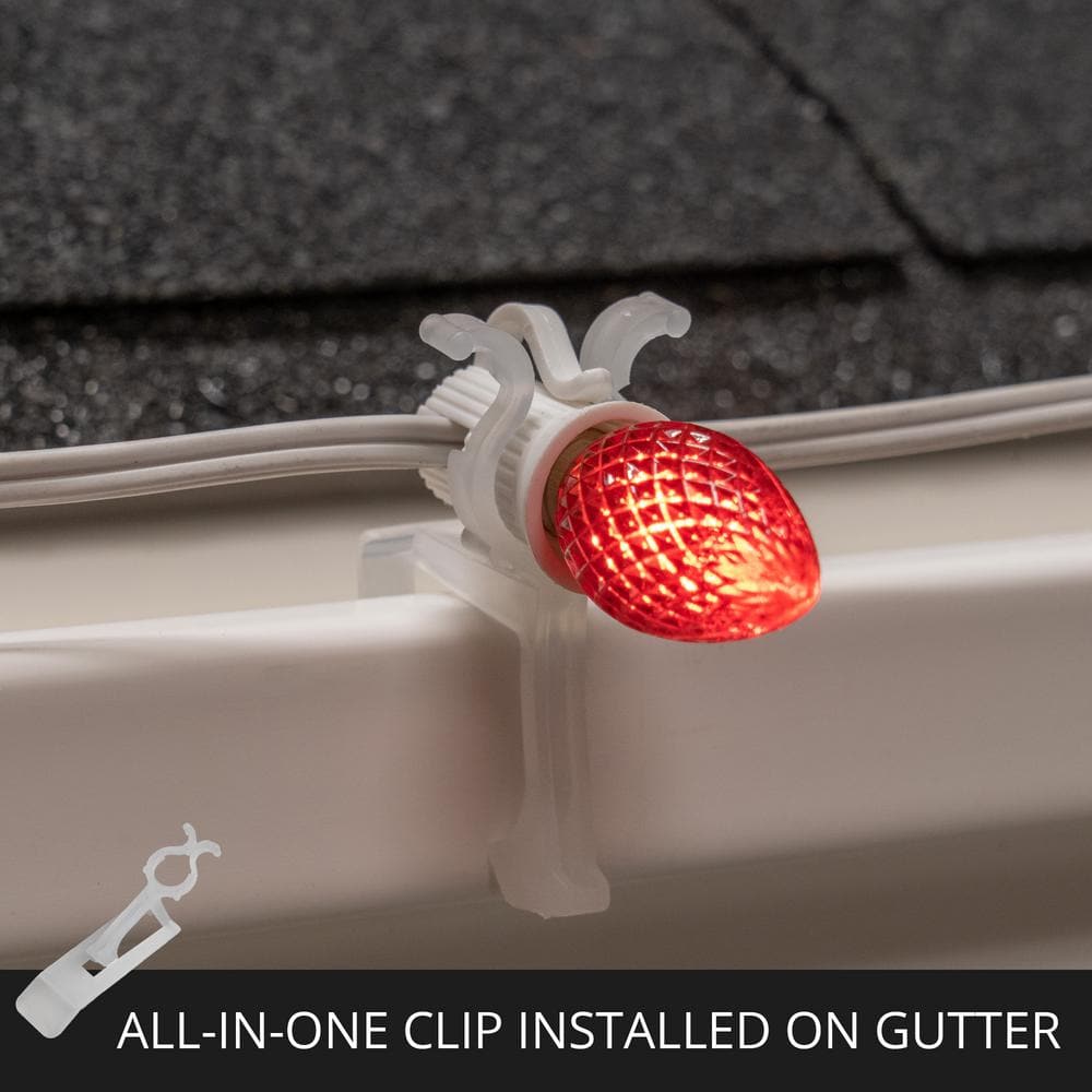 Wintergreen Lighting All-in-One Clear Polypropylene Christmas Light Clips, 100 Pack