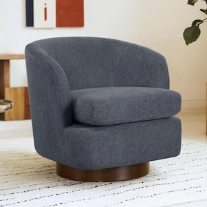 Minerva Dark Gray Fabric Swivel Arm Chair Modern Accent Chair with Removable Thick Cusion for Living Room and Bed Room