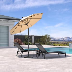 8 ft. Octagon Aluminum Auto-Tilt Outdoor Patio Market Umbrella in Beige