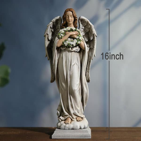 Angel's gardenページ Garden Angel with Flower Wreath Statue 0DK6DY53H - The Home
