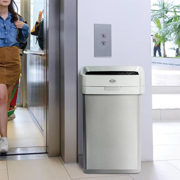 Clorox 13 Gal. Stainless Steel Slim Open Top Trash Can CLX-80501