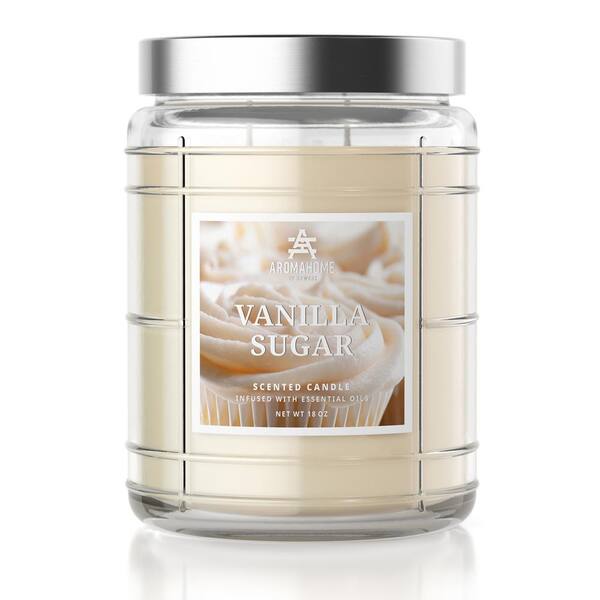 Aroma Home by HS WORX 18 oz. Vanilla Sugar Scented Candle Jar HDAHC