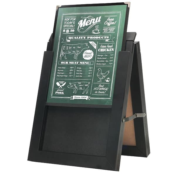 EXCELLO GLOBAL PRODUCTS Excello 11 in. x 14 in. Wooden Tabletop A-Frame Chalkboard and Menu Holder, Black