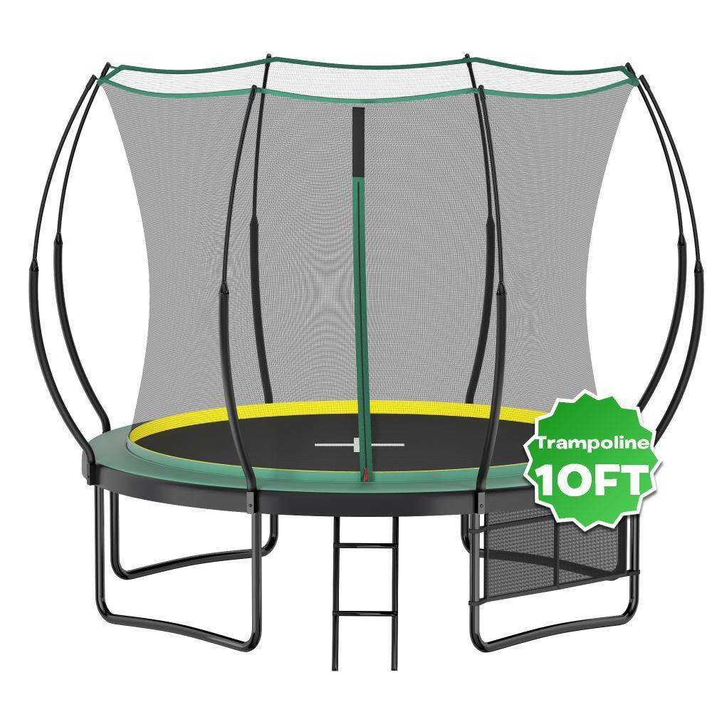 10FT Spring Free Trampoline with Enclosure Net, Bungee System, No-Gap Safety Design Outdoor Trampoline for Kids Green price history on PriceWatchPro