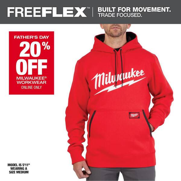 Milwaukee Men's Medium Red Midweight Long-Sleeve Pullover Hoodie 352R-M -  The Home Depot