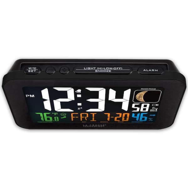 Radio Control Alarm Clock Black Bedside Oregon Scientific Dual