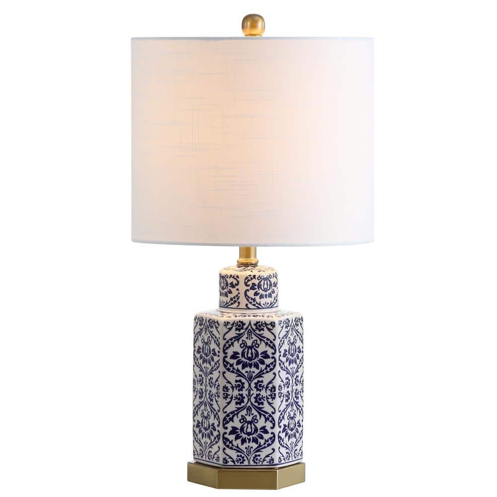 Diana Blue and White Ceramic Ginger Jar Table Lamp with Linen Shade