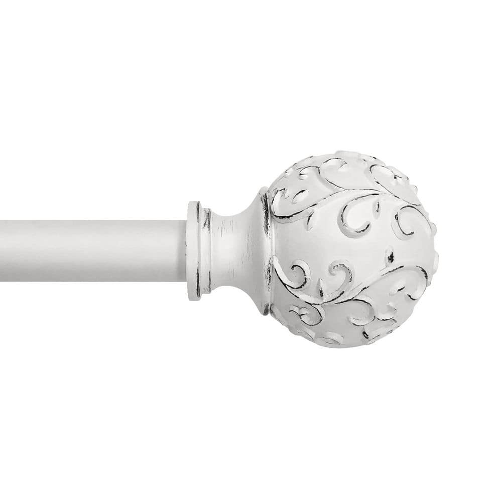 66 in.-120 in. Telescoping 3/4 in. Single Curtain Rod Kit in White with Farmhouse Ball Finial price history on PriceWatchPro