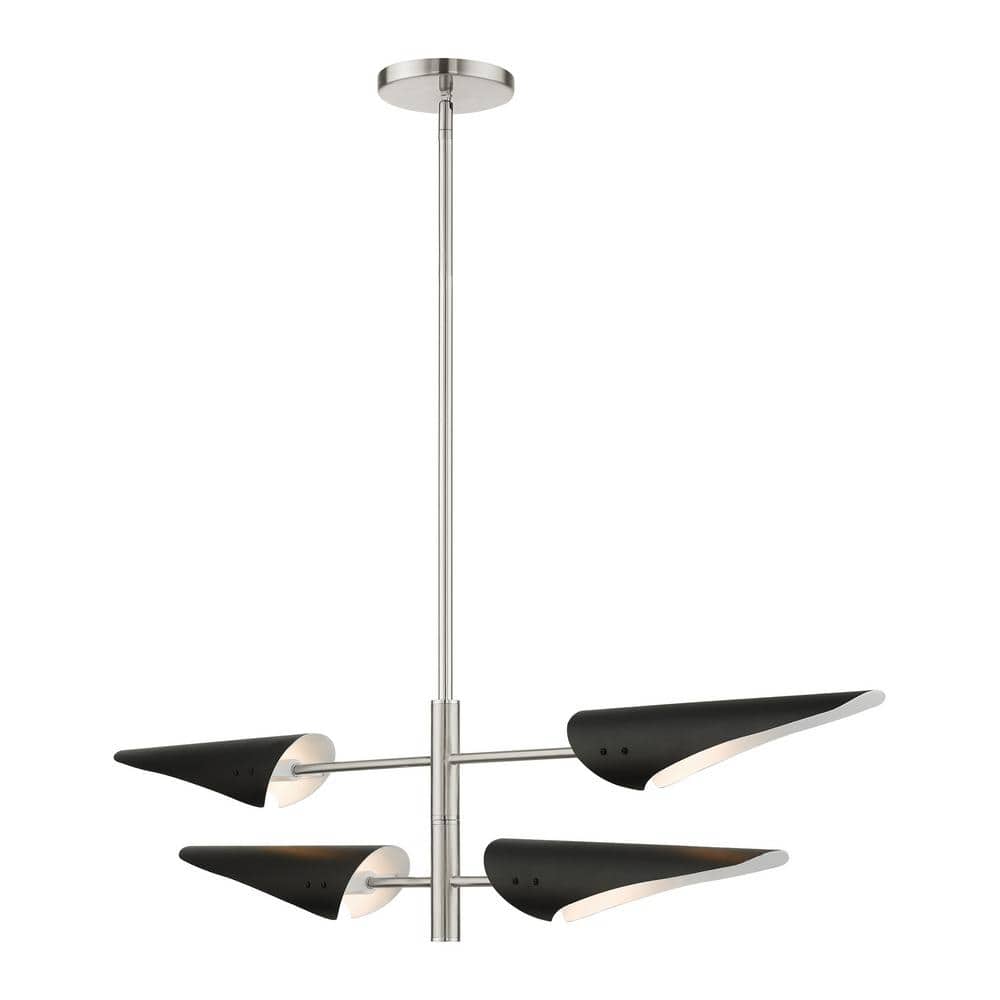 Brushed Nickel 4-Light Modern Pendant Chandelier