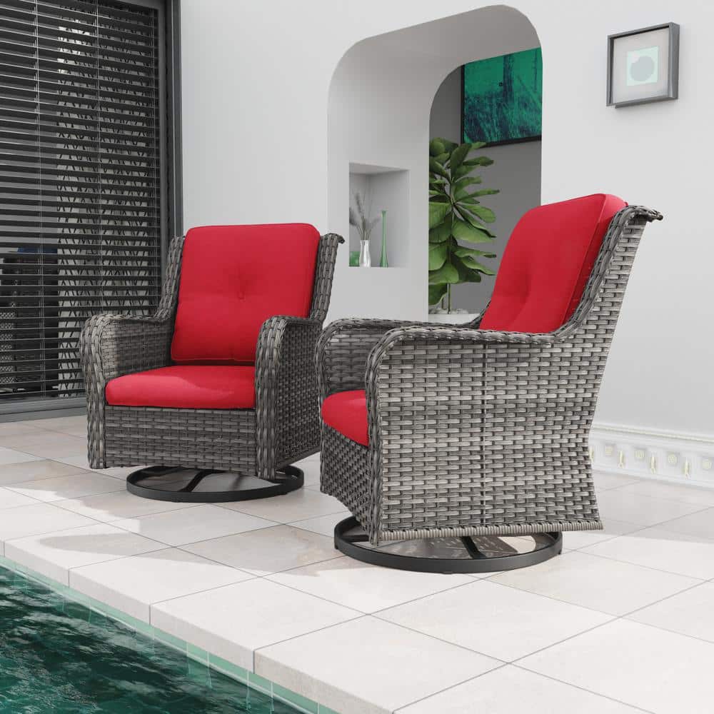 Modern Red Cushioned Steel Rocking Armchair, 2-Pack