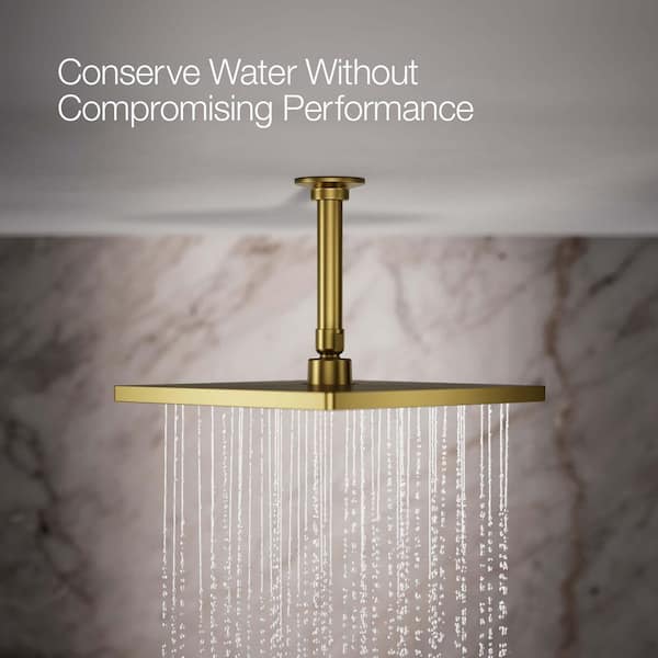 KOHLER Honesty 1-Spray Patterns with 2.5 GPM 10 in. Wall Mount Fixed Shower Head in Vibrant Brushed Moderne Brass