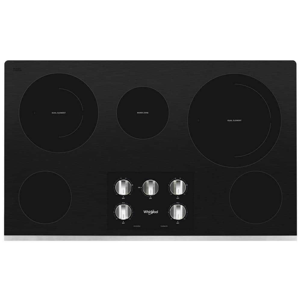 36 in. Radiant Electric Ceramic Glass Cooktop in Stainless Steel with 5 Elements Including 2-Dual Radiant Elements