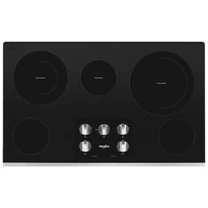 36 in Radiant Electric Ceramic Glass Cooktop in Stainless Steel with 5 Burner Elements Including 2 Dual Radiant Elements