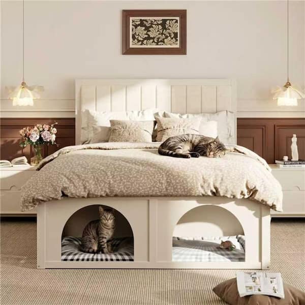 CHRISTOPHER KNIGHT HOME Efim Beige Wood Frame Queen Size Pet