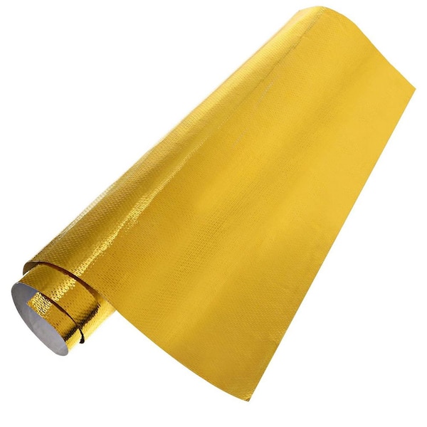 Heat Reflective Sheet Adhesive Backed Aluminized Fiberglass Heat Shield Gold 3 ft. L x 71" W Radiant Barrier