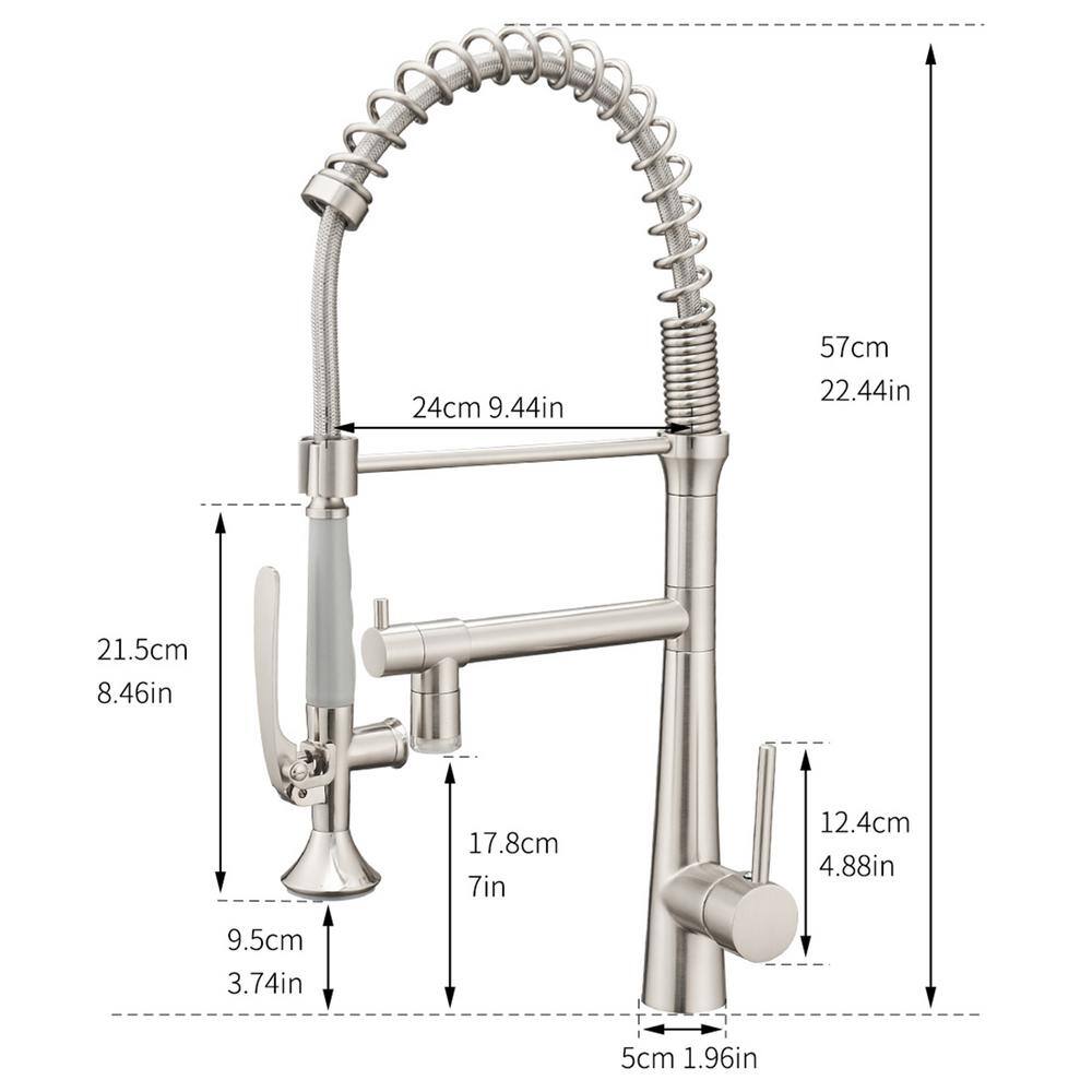 Brushed Nickel Semi-Professional Single Handle Kitchen Faucet with Pull-out Spray