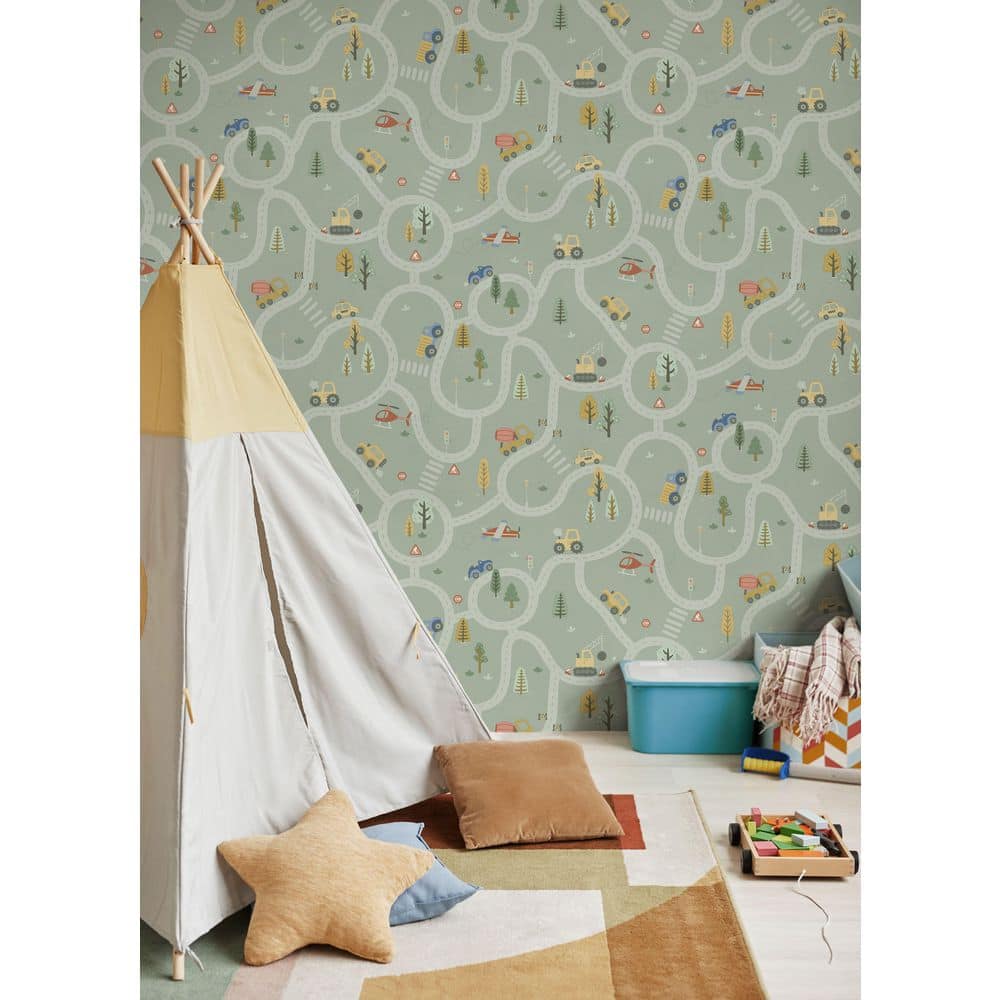 Sage Winding Roads of Adventure Wallpaper Print Non Woven Non-Pasted Textured Wallpaper 57 Sq. Ft. price history on PriceWatchPro