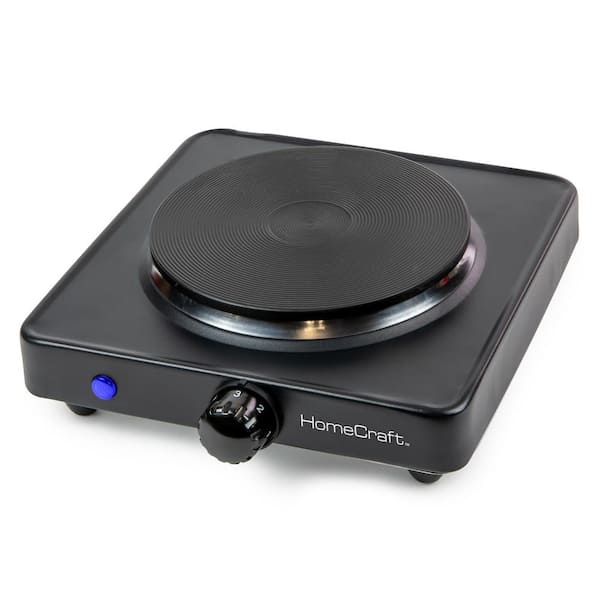 HomeCraft HCDB15BK Portable Countertop Double Burner Hot Plate Electric  Cooktop, 1500-Watts, Adjustable Temperature Control