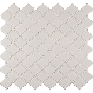 Take Home Tile Sample - Bianco Arabesque 4 in. x 4 in. Glossy Ceramic Mosaic Tile