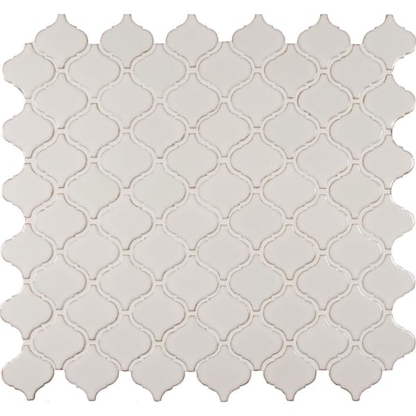 MSI Bianco Arabesque 9.84 in. x 10.63 in. x 6 mm Glossy Ceramic Mosaic Tile (10.95 sq. ft. / case)
