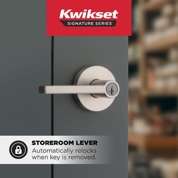 Kwikset Halifax Satin Nickel Keyed Storeroom Round Door Handle UL
