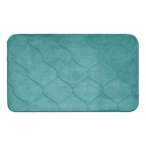 BounceComfort Palace Marine Blue 17 in. x 24 in. Memory Foam Bath Mat