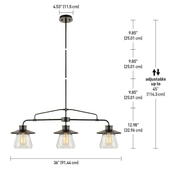 Globe Electric Nate 3-Light Oil Rubbed Bronze Pendant With