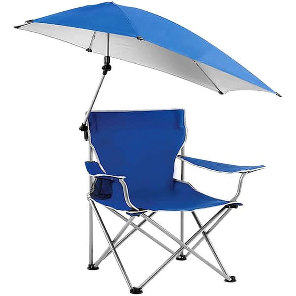 AOPSPS Foldable Beach Chair with Detachable Umbrella Armrest Adjustable with Carry Bag for Camping Poolside Travel Picnic