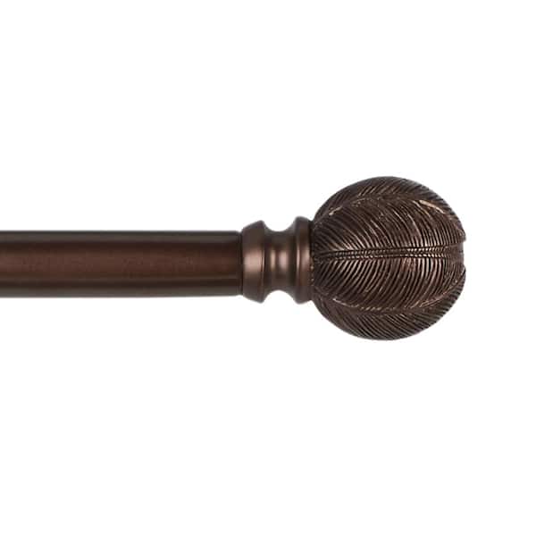 EXCLUSIVE HOME Acanthus 36 in. - 72 in. Adjustable Length 1 in. Single Curtain Rod Kit in Oil Rubbed Bronze with Finial