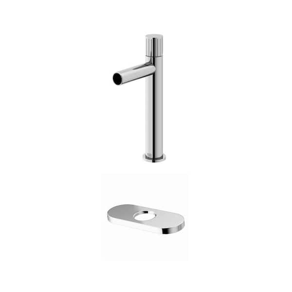 Ashford Single Handle Single-Hole Bathroom Vessel Faucet in Chrome with 5.5 in. Hole Cover Deck Plate