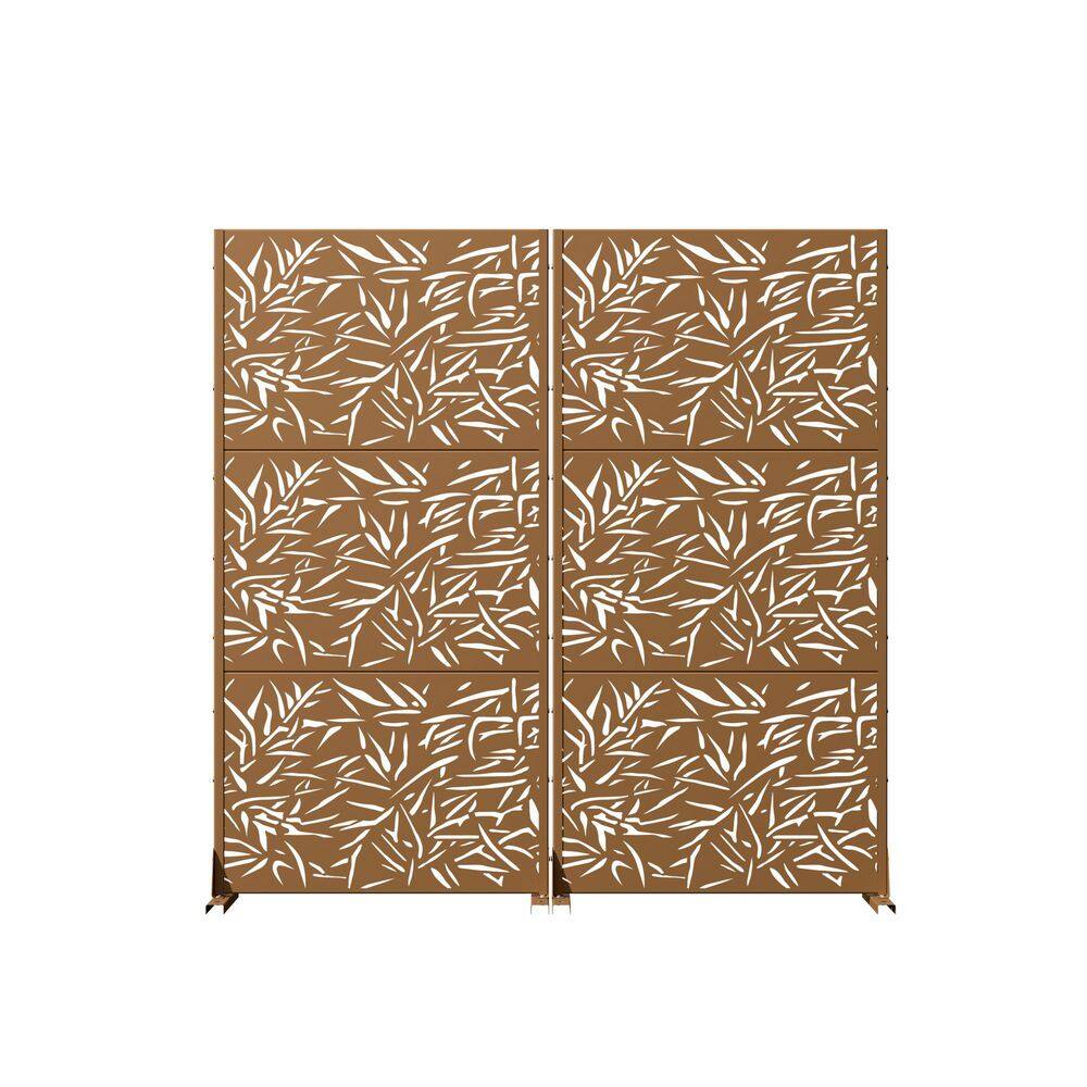 16 in. L x 72 in. H x 35 in. W Galvanized Metal Wall Sculptures Outdoor Privacy Screens Garden Fence in Brown (Set of 2) price history on PriceWatchPro