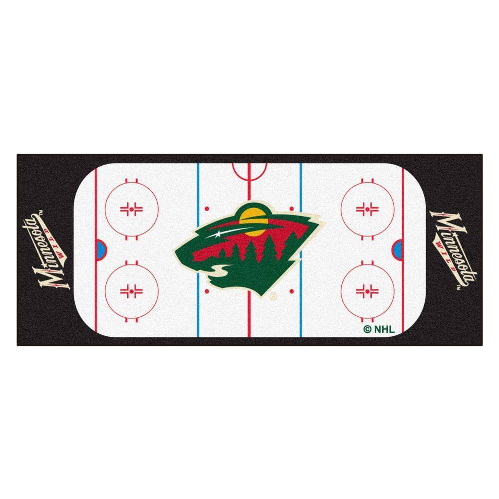 Fanmats Nhl Minnesota Wild White 3 Ft X 6 Ft Indoor Hockey Rink Runner Rug 10400 The Home Depot