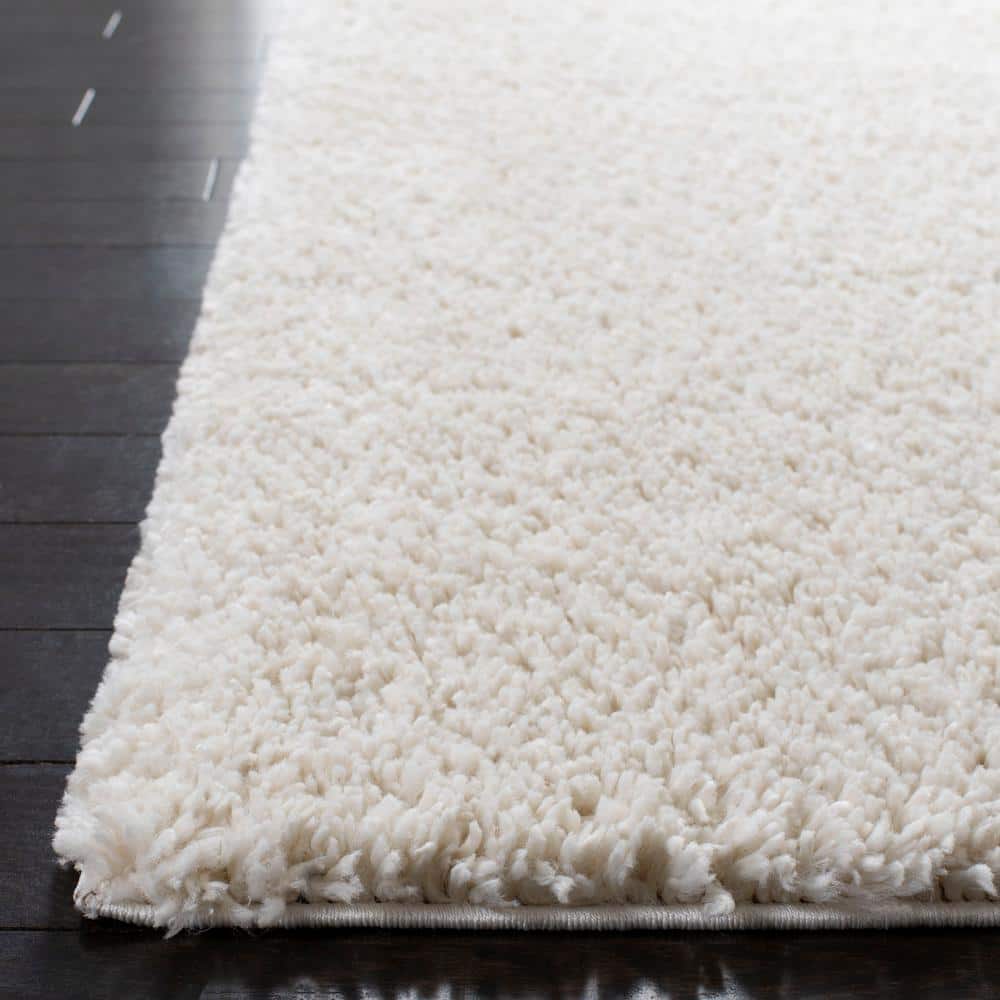 Ivory Square Shag Synthetic Area Rug, 6'7"