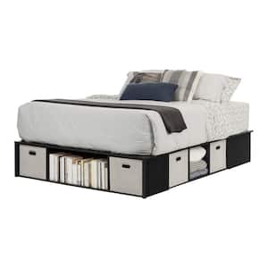 Flexible Black Oak Queen-Size Storage Bed