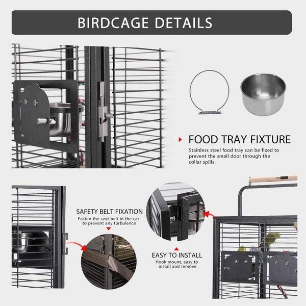 VIVOHOME 19 Inch Wrought Iron Bird Travel Carrier Cage for Parrots