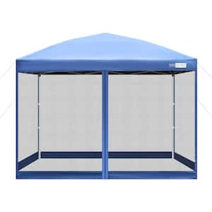 8 ft. x 8 ft. Blue 210D Oxford Outdoor Easy Pop Up Canopywith Mesh Side Walls