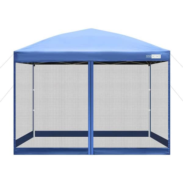 VIVOHOME 8 ft. x 8 ft. Blue 210D Oxford Outdoor Easy Pop Up Canopywith Mesh Side Walls