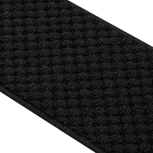 Waffle Black 26 in. x 8.5 in. Non-Slip Rubber Back Stair Tread Cover (Set of 15)