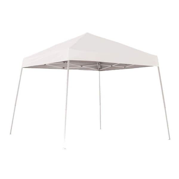 ShelterLogic 10 ft. W x 10 ft. D Sports Series Slant-Leg Pop-Up Canopy in White w/ 4-Position-Adjustable Steel Frame and Storage Bag