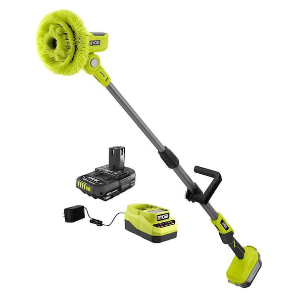 RYOBI ONE+ 18V Cordless Telescoping Power Scrubber and 2.0 Ah
