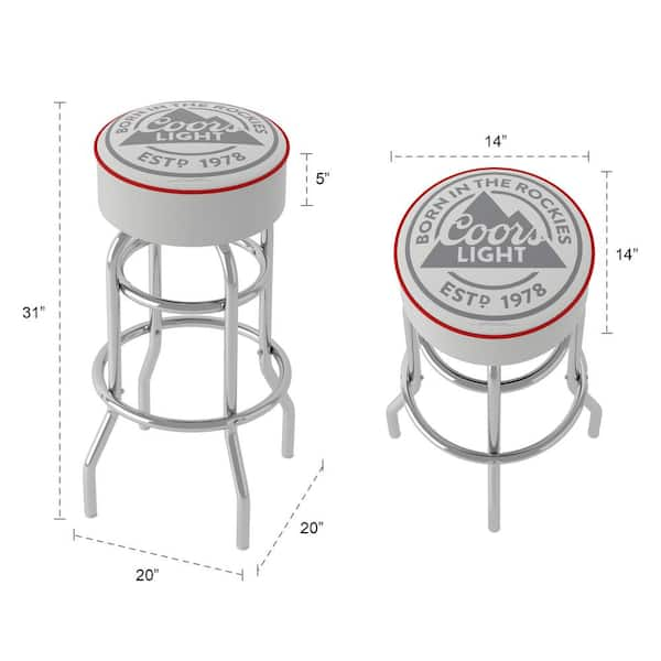 Coors Light Logo 31 in. Red Backless Metal Bar Stool with Vinyl